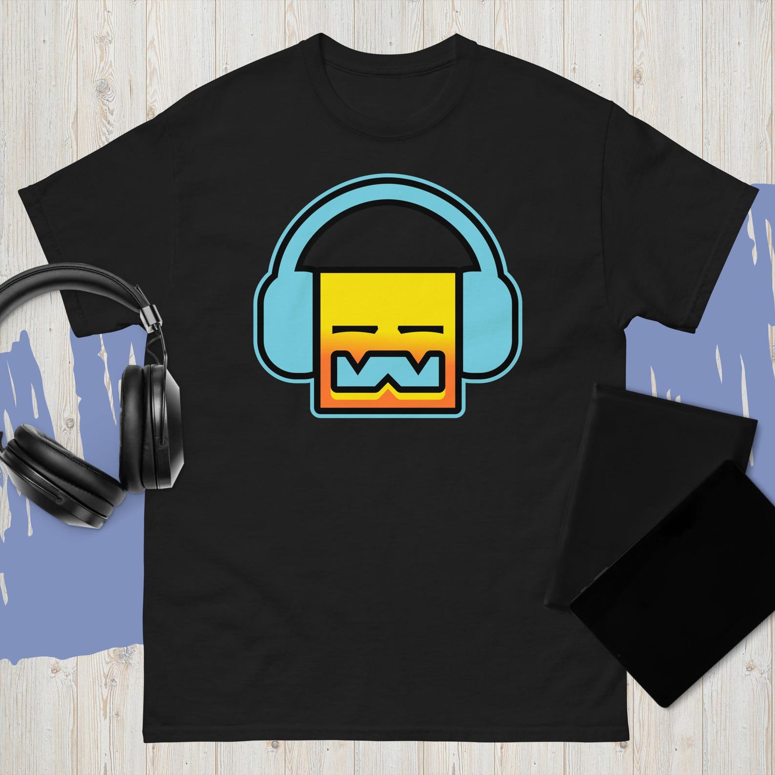 New Geometry Dash Headphones Black And White Tee Usa Size S To 3XL T-Shirt S blue TeeForge