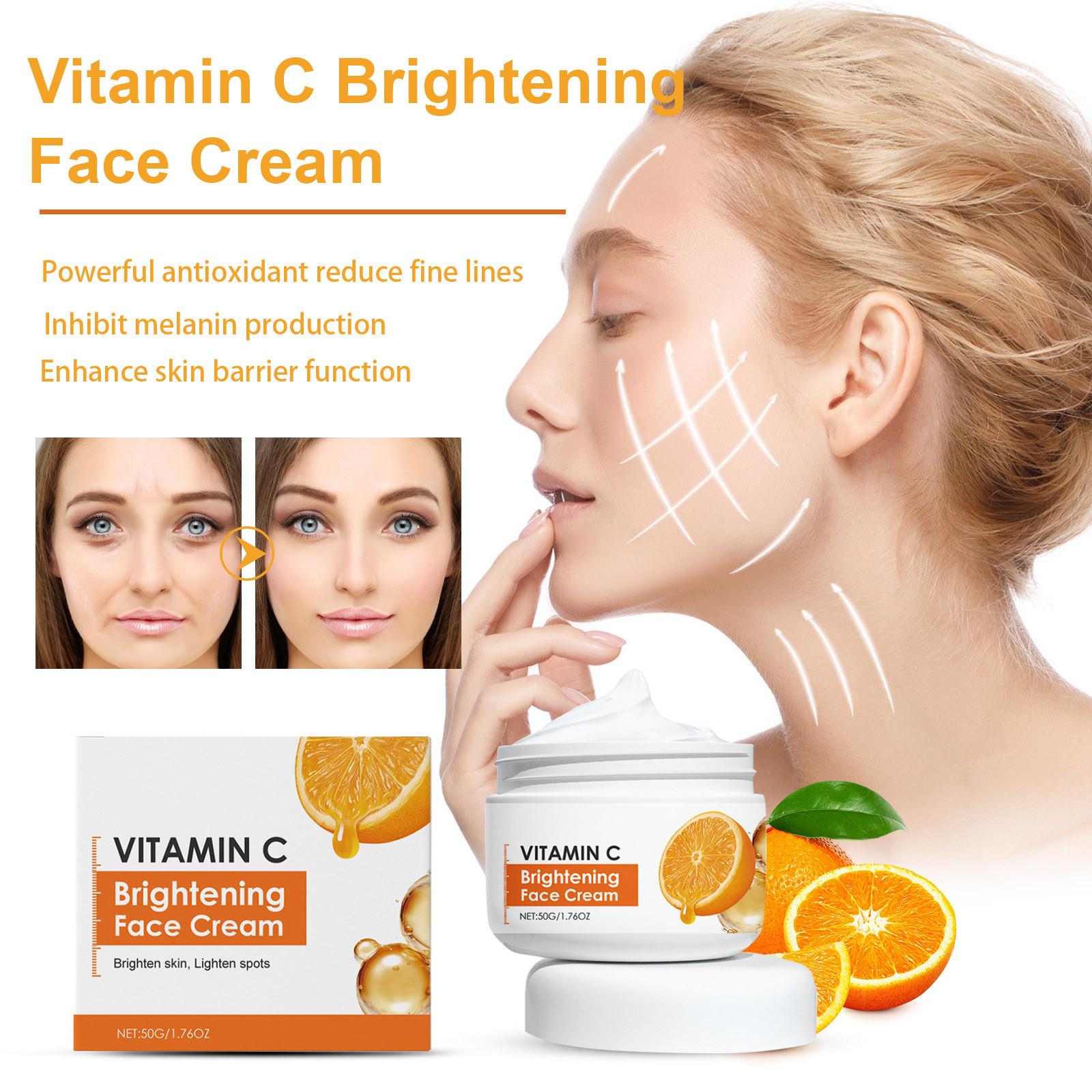 VC Brightening Face Cream, Anti-Aging Cream, Питательный и укрепляющий, Мощный антиоксидант, Подавляет выработку меланина, Улучшает барьерную функцию кожи, 50 г One Size beige FaSHion2