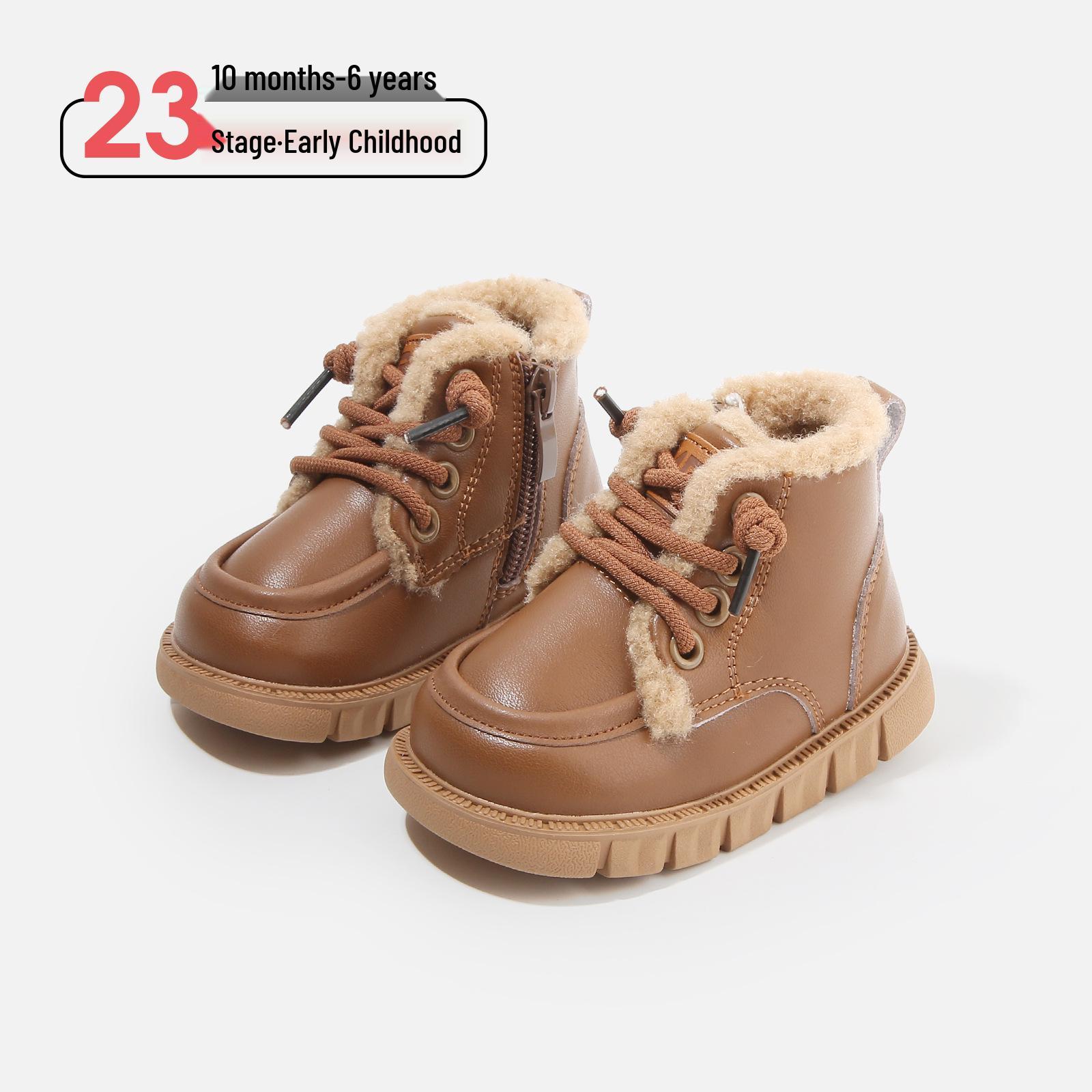 Флисовые ботинки Мартина для малышей и детей ясельного возраста: Зимние короткие ботинки для мальчиков и девочек Factory Order Size 16-19 (120 pairs) коричневый Voyex