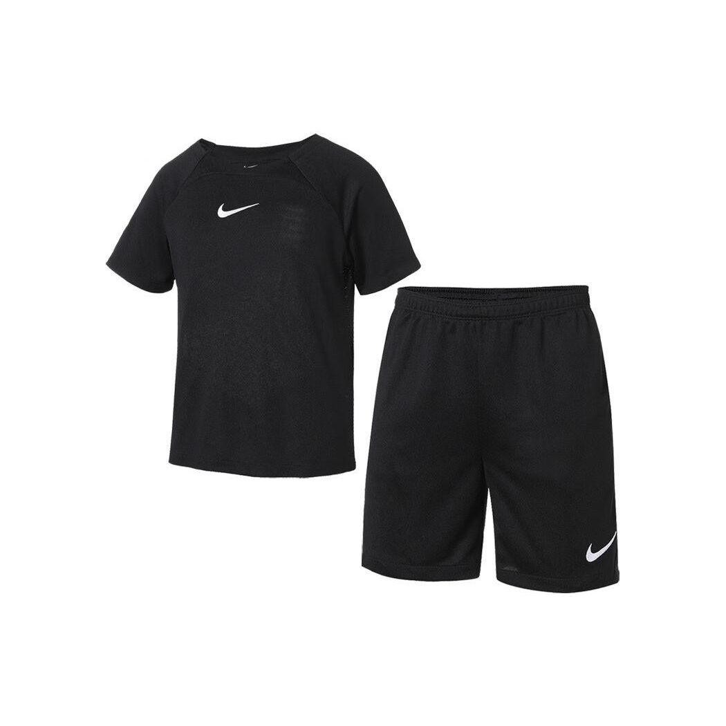 Nike Logo Print Casual Short Sleeve Shorts Set Kids Sets Black DH9484-011 L black