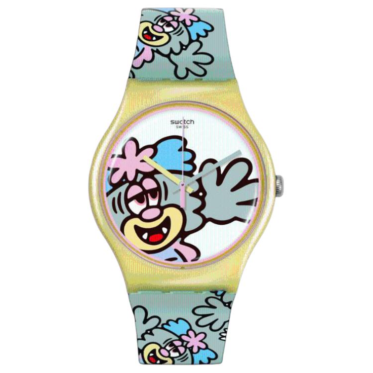 Swatch Quartz Movement 30m Waterproof Watch 41mm White Dial Bio-Based Material Case Silicone Strap Unisex watches SO29Z140 White Dial gray