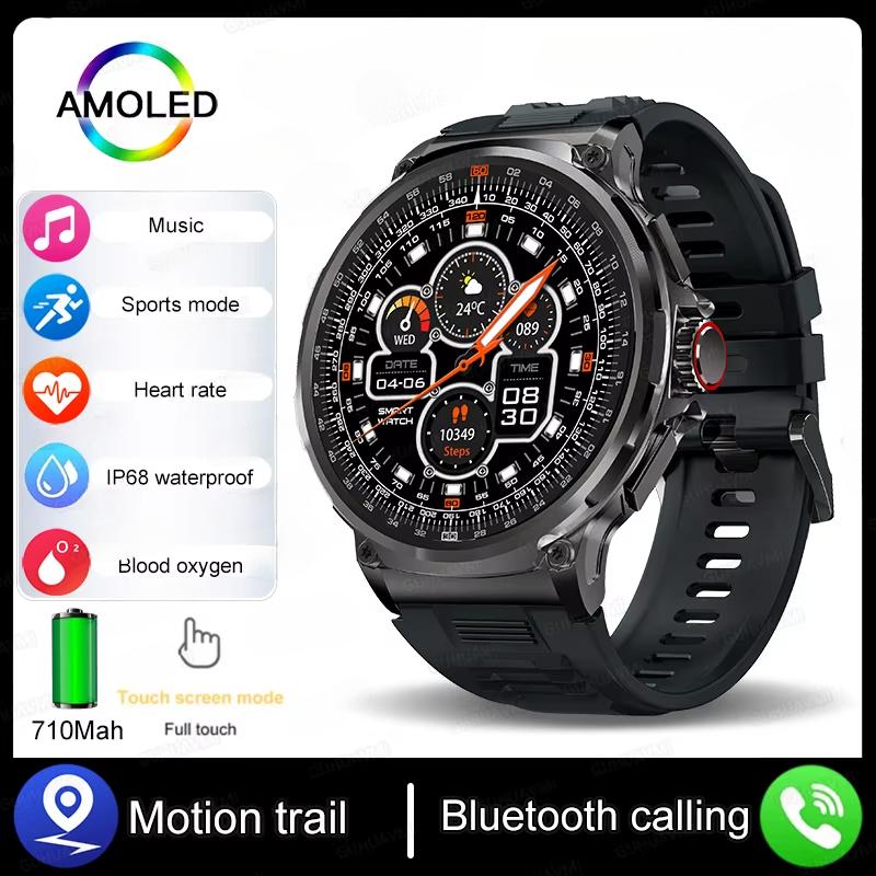 2025 Новые 1,85-дюймовые смарт-часы Ultra HD AMOLED для мужчин, GPS, Bluetooth-звонок, батарея 710 мАч, 400+ циферблатов, фитнес, спорт, фитнес-смарт-часы silicone belt чёрный Apex Smart Watch
