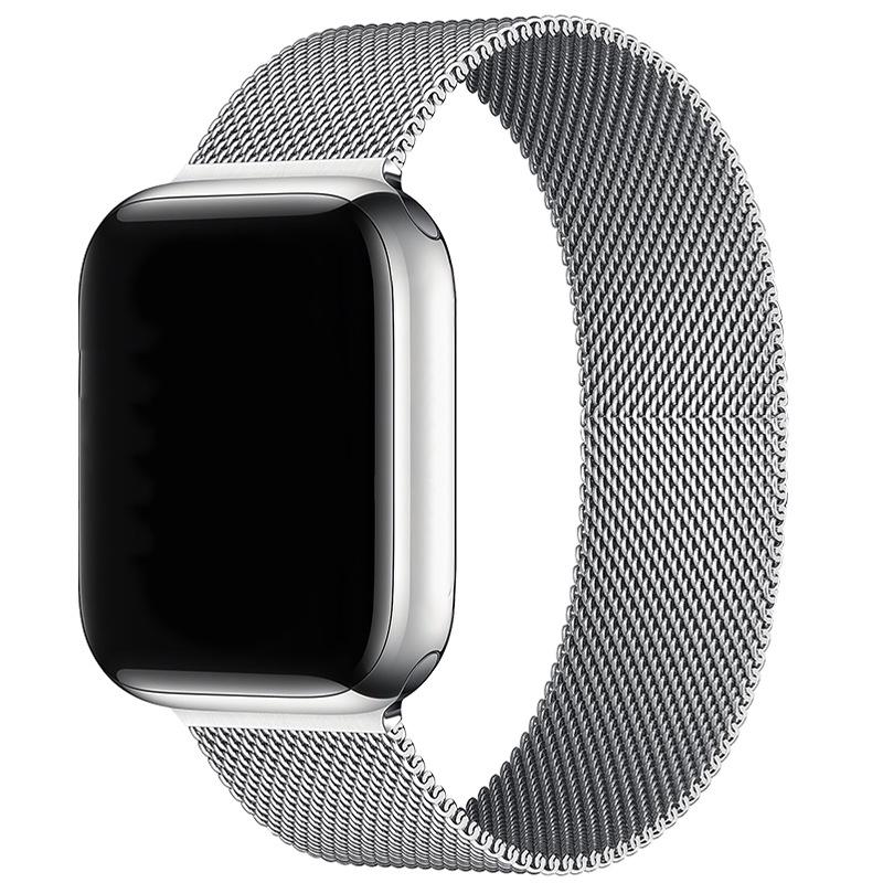 Совместим с Apple Watch S10 Магнитный стальной миланский ремешок для iWatch 5-9 SE. 38/40/41/42mm серебряный Global Finds