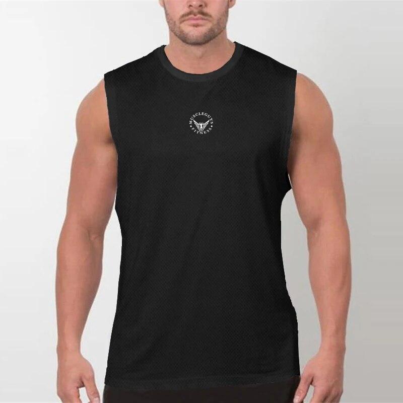 Do The Work Muscleguys Бренд Тренажерный зал Спорт Бодибилдинг Фитнес Тренировки Летняя быстросохнущая майка с круглым вырезом и сетчатым принтом с принтом L чёрный MNK15WF02