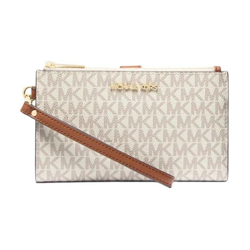 Michael Kors MK Jet Set Travel Кошелек с принтомsignature logo, на молнии, из покрытого холста и полиэстера, Женский кошелек Ванильно-белый 35F8GTVW0B-VANILLA Basic Set (Bag+Dust Bag) white