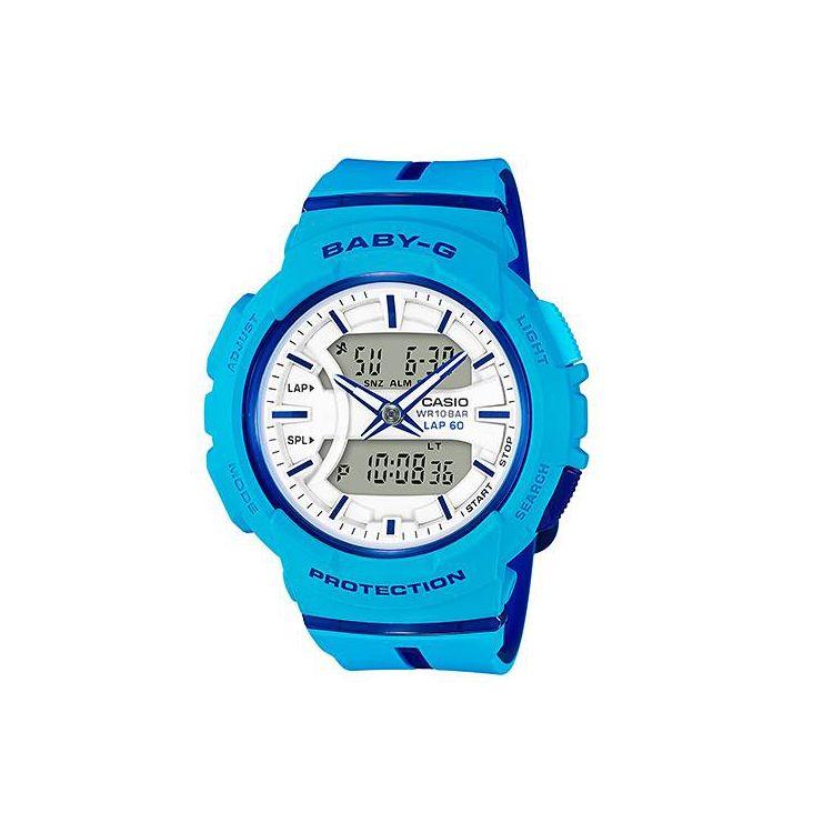 Casio Baby-G Series Casual Quartz Movement Resin Strap Watch Women watches White BGA-240L-2A2DR Blue Watch Case blue