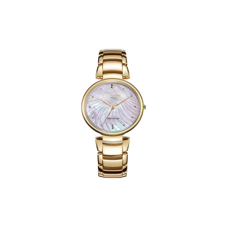 Citizen Eco-Drive L Series Fashion Casual Quartz Movement Stainless Steel Watch Women watches Silver EM0853-81Y Regular Watch Box,Gradient Pink Watch Dial white