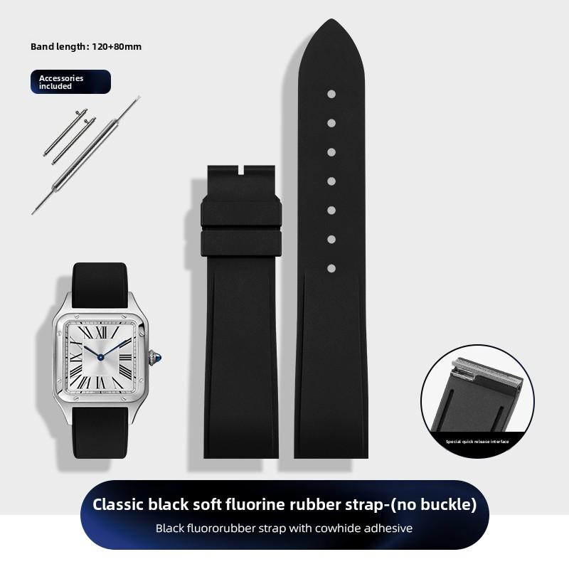 15,5 17,5 мм Высококачественный фторкаучуковый ремешок для часов Для Cartier Santos Dumont Быстросъемный ремешок Женские аксессуары для браслетов width--15.5mm gray NOVVA