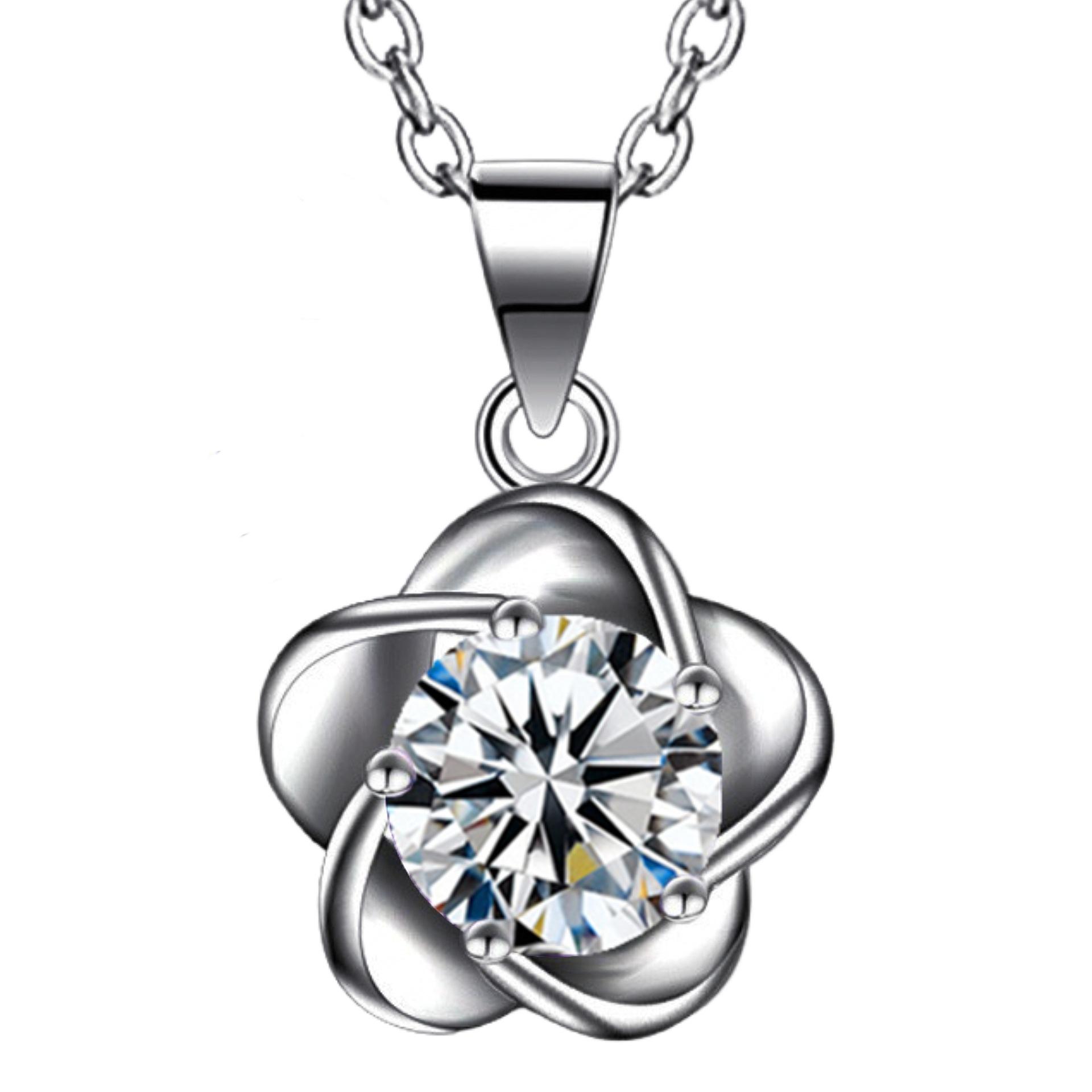 Серебряное ожерелье, кулон, ювелирные изделия, корейские украшения, простота, вермикулит, подвеска с цветущей сливой, женские цветущие цветы gray FOXANRY Jewelry