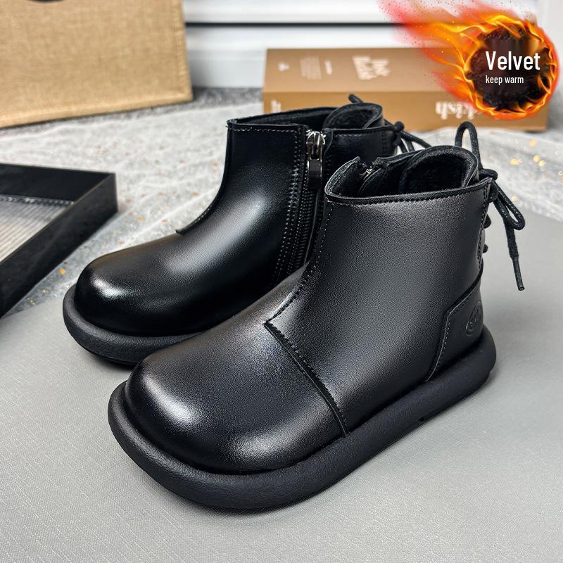 Черные укороченные ботинки Dr. Martens для девочек с бархатом - Коллекция Осень/Зима 2025 Кожаные туфли-принцессы 30 (Inner Length 19.3 cm) black Voyex
