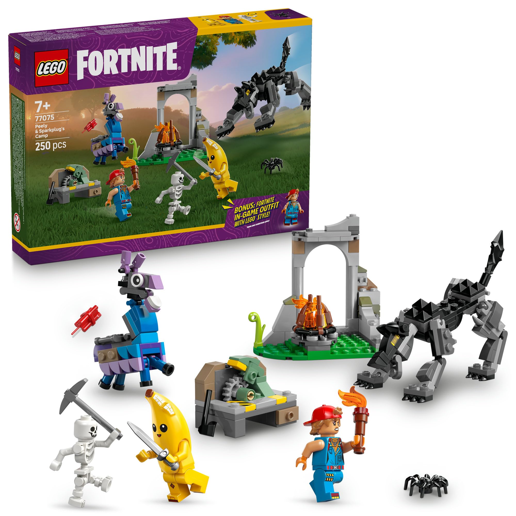 Игрушка LEGO Fortnite Лагерь Пилли и Спаркплага - Подарок на День Рождения - Строительные Блоки - Мальчики, Девочки, Дети Возраста 7, 8, 9 лет - Ученики Начальной Школы gray RURI Japan product