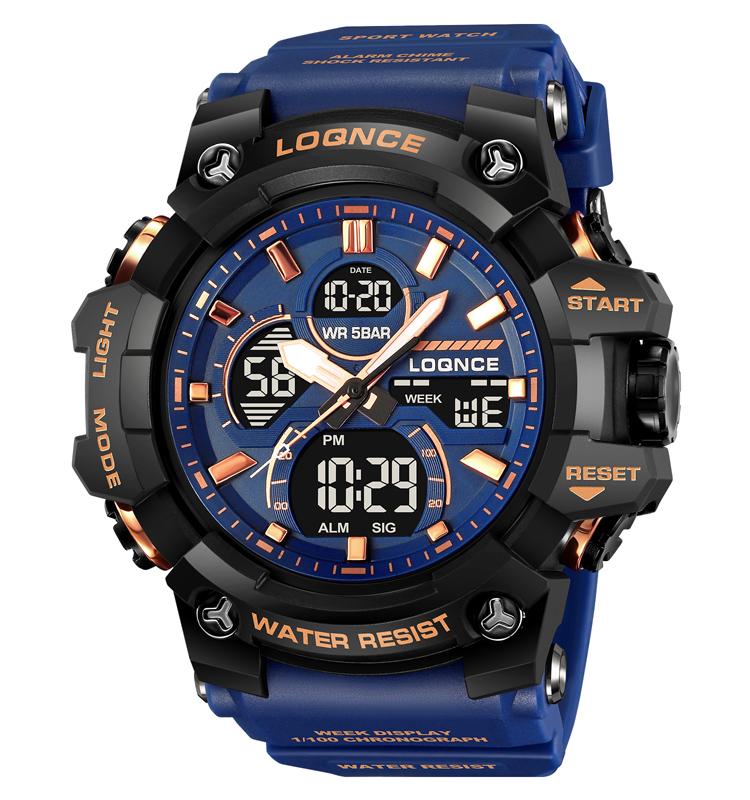 Sport Waterproof LOQNCE Brand Dropshipping Watch Stopwatch Alarm Clock 98007 Young Fashion Digital Quartz Watches for Men Sport темно-синий QINGLONG GOODS