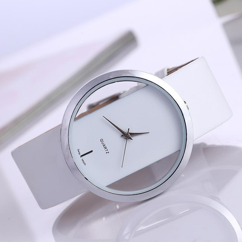 LP66 Simple Elegant Quartz Watches for Men and Women Transparent Hollow Design Unisex PU Band Large Dial Couples Casual Watches LP66 белый QINGLONG GOODS