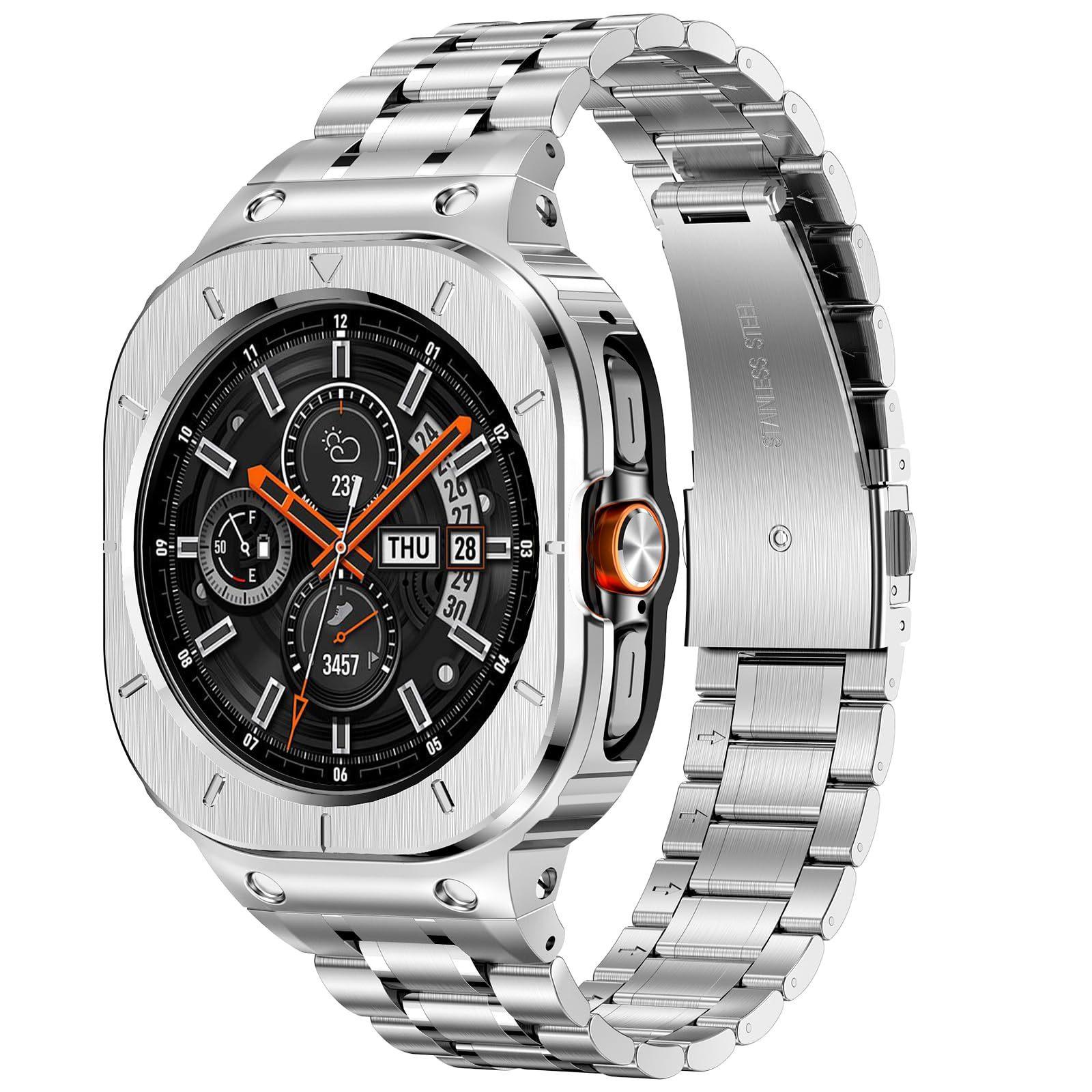 Stainless Steel Modification Kit  Band with Cases Cover for Samsung Galaxy Watch7 Ultra Strap Smart Watch Protector Bumper 47mm Galaxy Watch7 Ultra 47mm серебряный QINGLONG GOODS