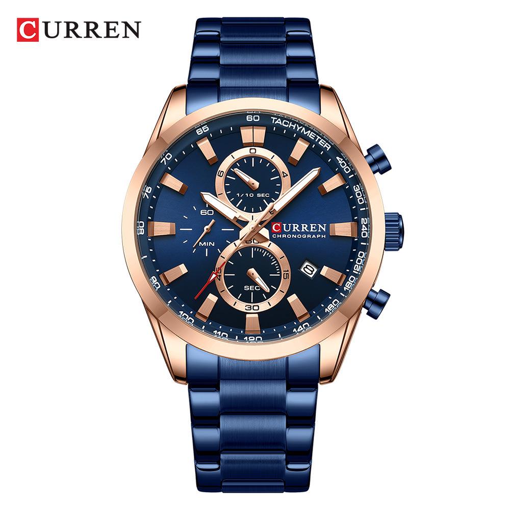 CURREN 8445 Мужские часы-хронограф со стальным браслетом и календарем beige UrbanEdge