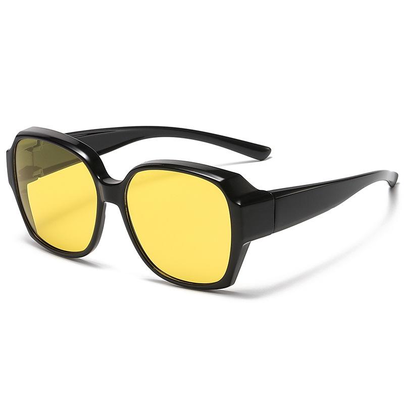 KLASSNUM Polarized Sunglasses for Women Men Fit Over Myopia Prescription Glasses Driving Goggles Fishing Sun Glasses Frame UV400 Polarized black Fashion Glasses M