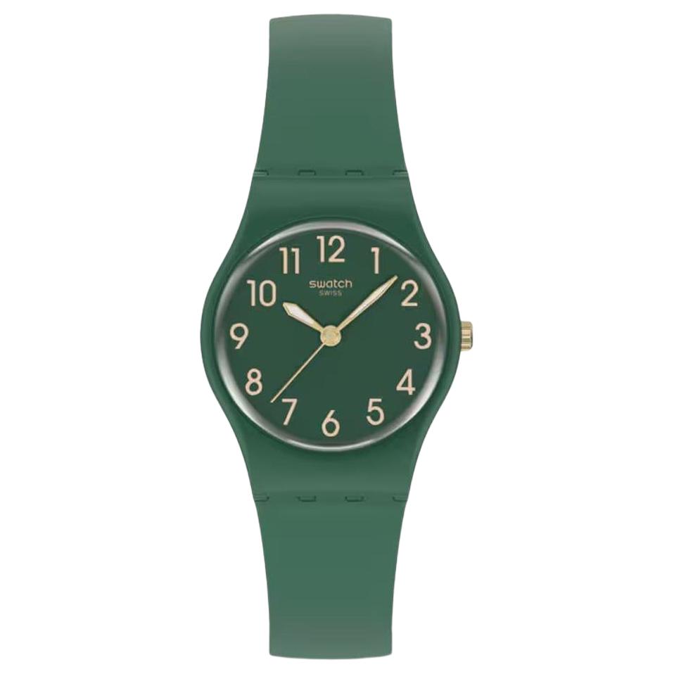 Swatch Quartz Movement 30M Water Resistant Watch 25Mm Green Dial Bio-Based Plastic Case Bio-Based Plastic Strap Unisex watches LG130 Green Dial gray