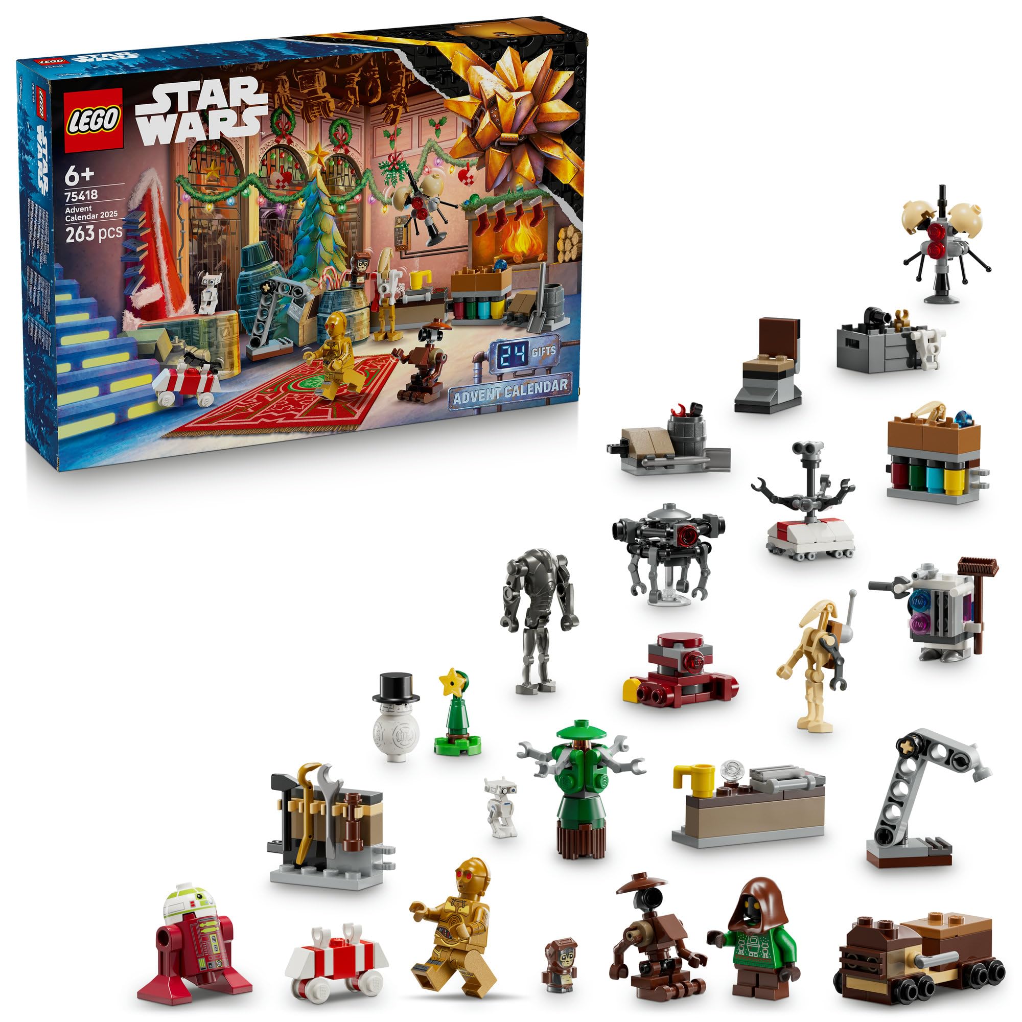 Адвент-календарь LEGO Star Wars 2025 - Игрушка, Подарок на День Рождения, Строительные Блоки, Развивающая Игрушка для Мальчиков и Девочек, Возраст 6, 7, 8, 9, Ролевые Игры, Дом gray RURI Japan product