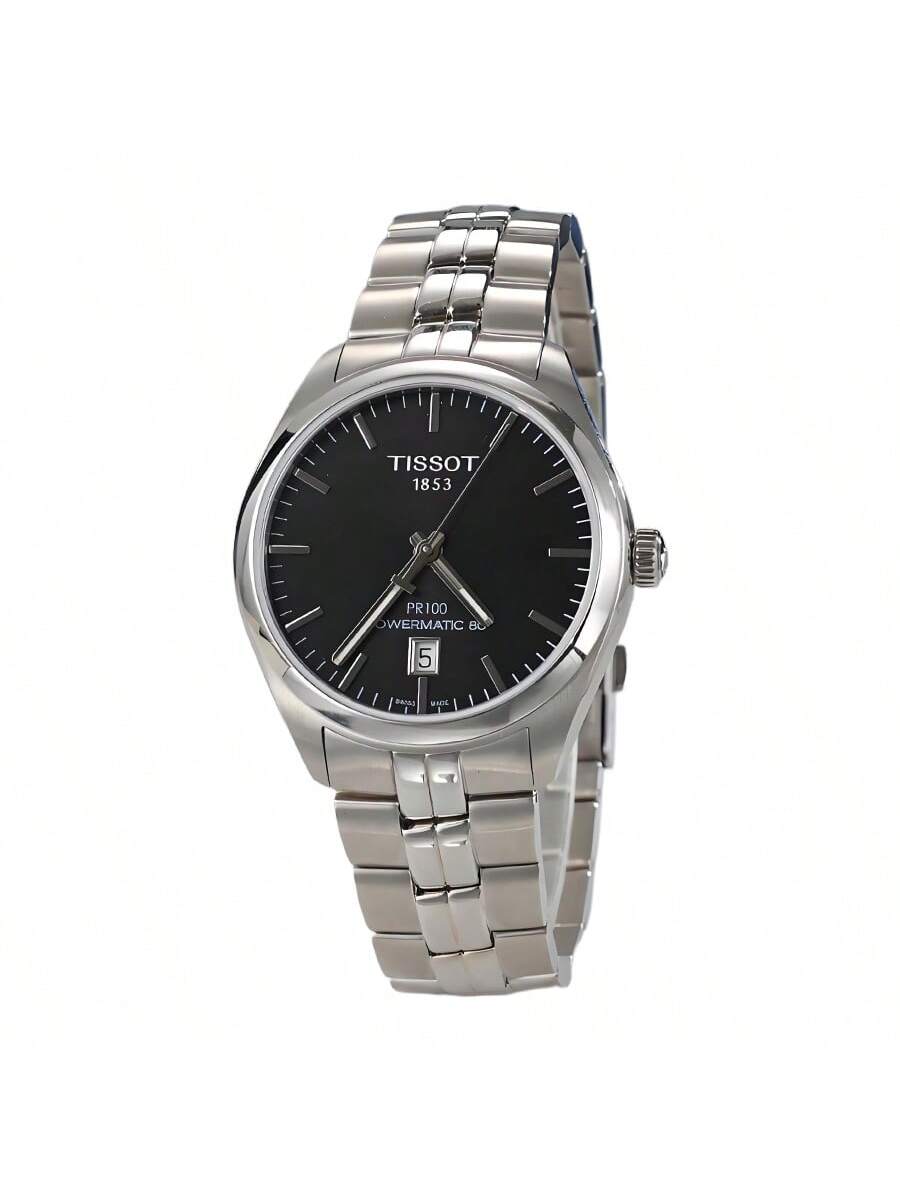 Мужские механические часы T-Classic PR 100 Automatic, Бело-черный циферблат, Браслет из нержавеющей стали, Мужские часы T101.407.11.031.00/ T101.407.11.051.00 чёрный Tissot