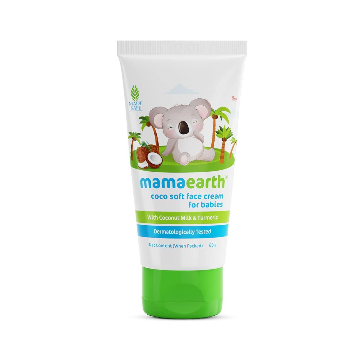 Mamaearth Coco Soft Детский крем для лица для сухой чувствительной кожи с кокосовым молоком и куркумой – 60 г Мягкий увлажняющий крем для младенцев Все типы кожи white