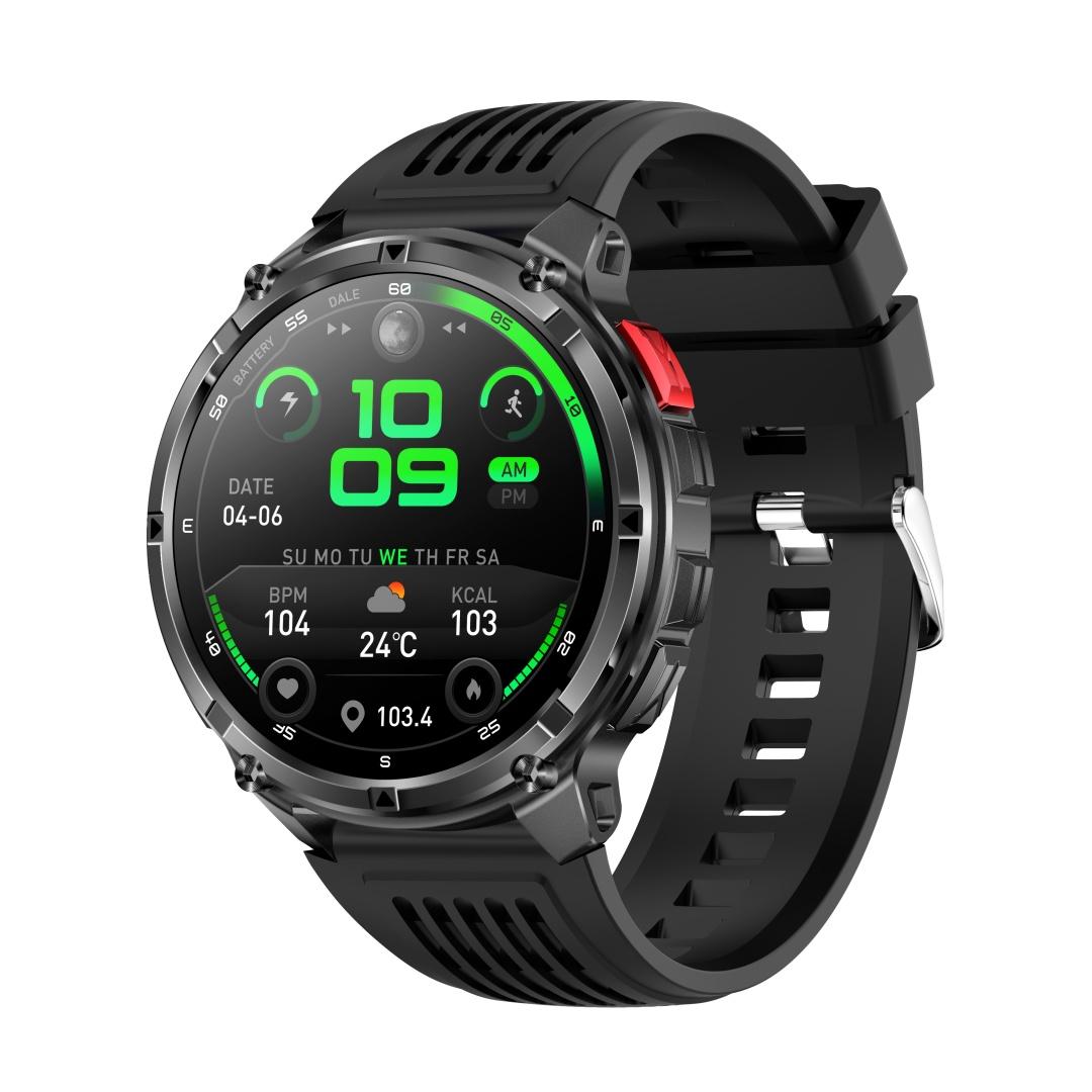 Умные часы Rainbuvvy HT33 Bluetooth 1,7-дюймовый IPS-дисплей IP68 Водонепроницаемые Сверхдлительное время ожидания 1100 мАч BLE5.2 Android Спортивные часы Многоязычные silicone strap band чёрный