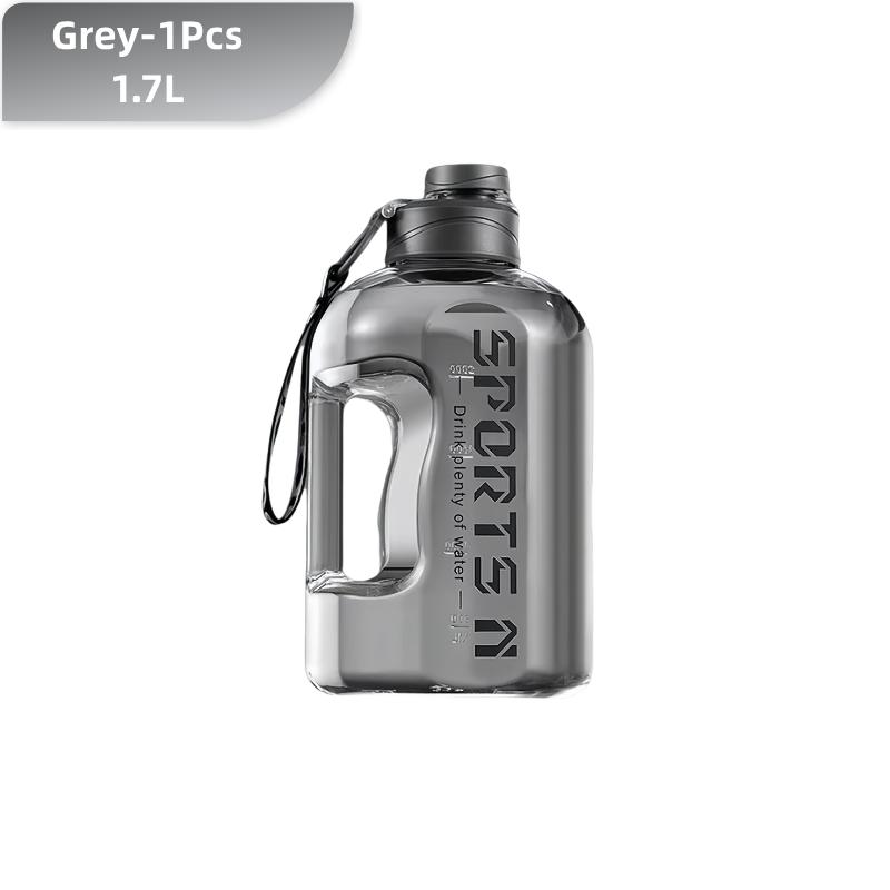 1.7/2.7L Large Capacity Sports Water Bottle Plastic Drinking Bottles with Time Scale Outdoor Camping Hiking Gym Men Water Kettle gray 888 Auto Parts Town