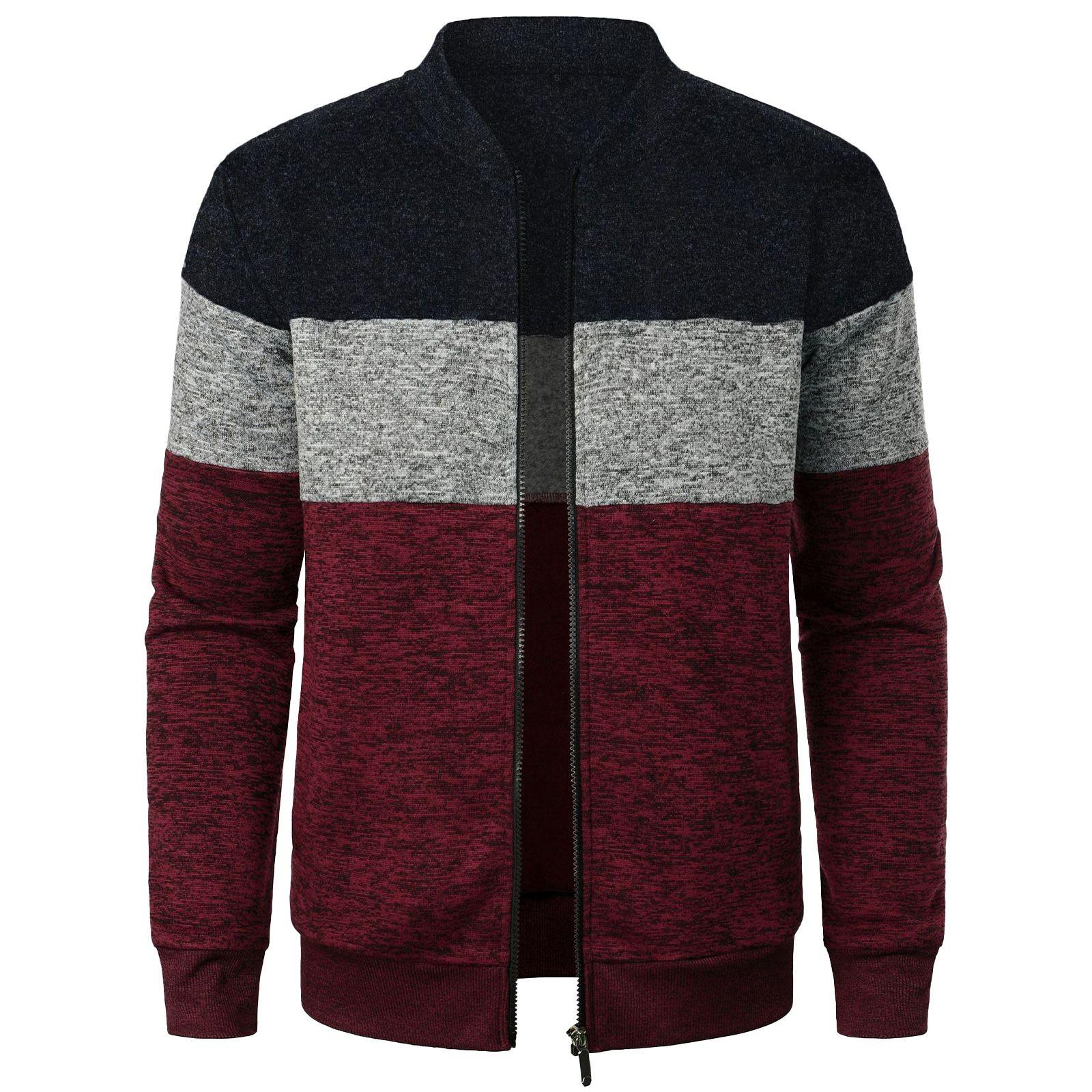 Мужская куртка-кардиган Spring Stand Colorblock, мужская повседневная куртка-кардиган XXXL чёрный Wahaha123