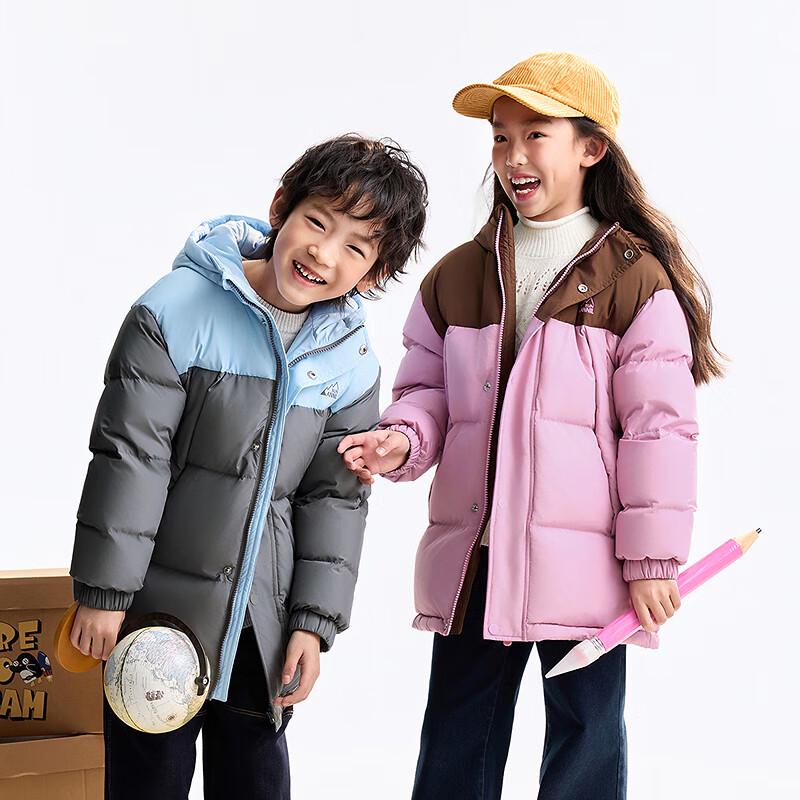 Детская зимняя унисекс пуховая куртка средней длины Annai Kids 2025 110 gray JDST SELECTION