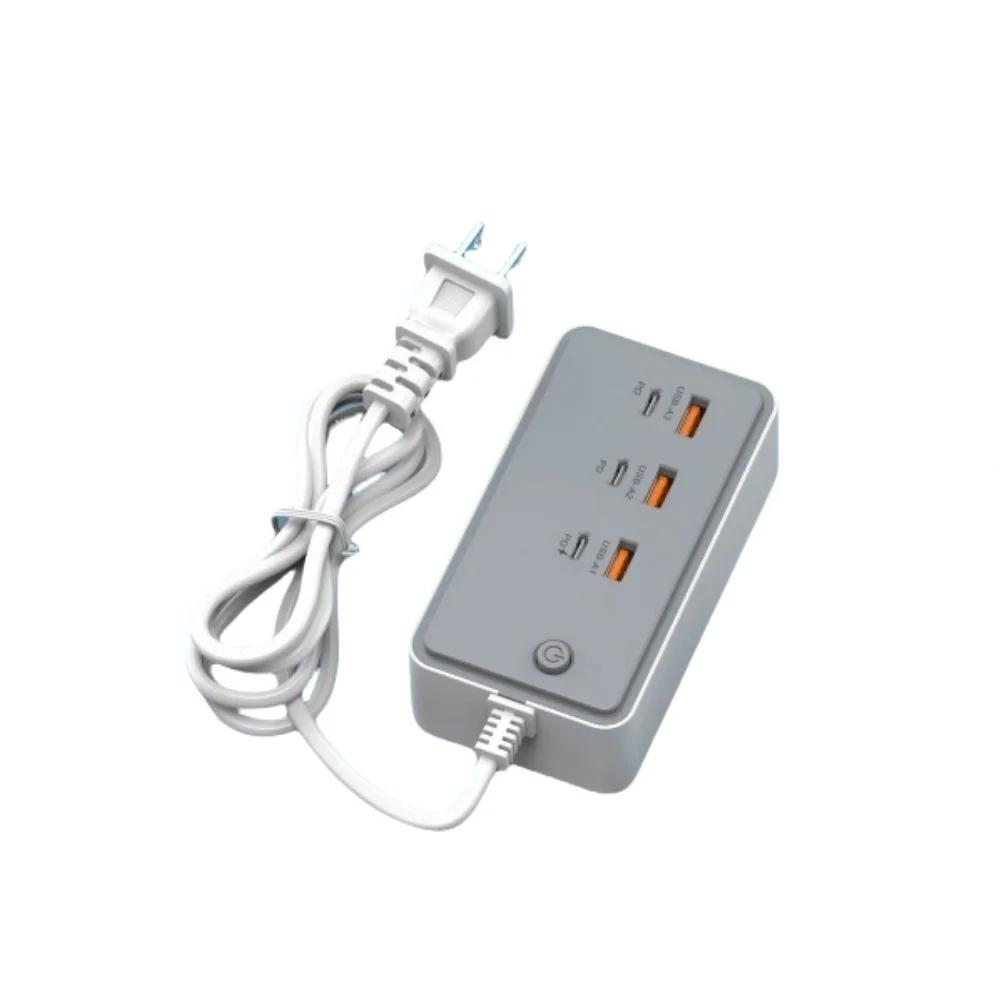 6 в 1 35 Вт настольный удлинитель с 3 портами USB 3 Type C держатель для телефона быстрая зарядка несколько портов зарядки для планшета ноутбука US White gray Vinde Home
