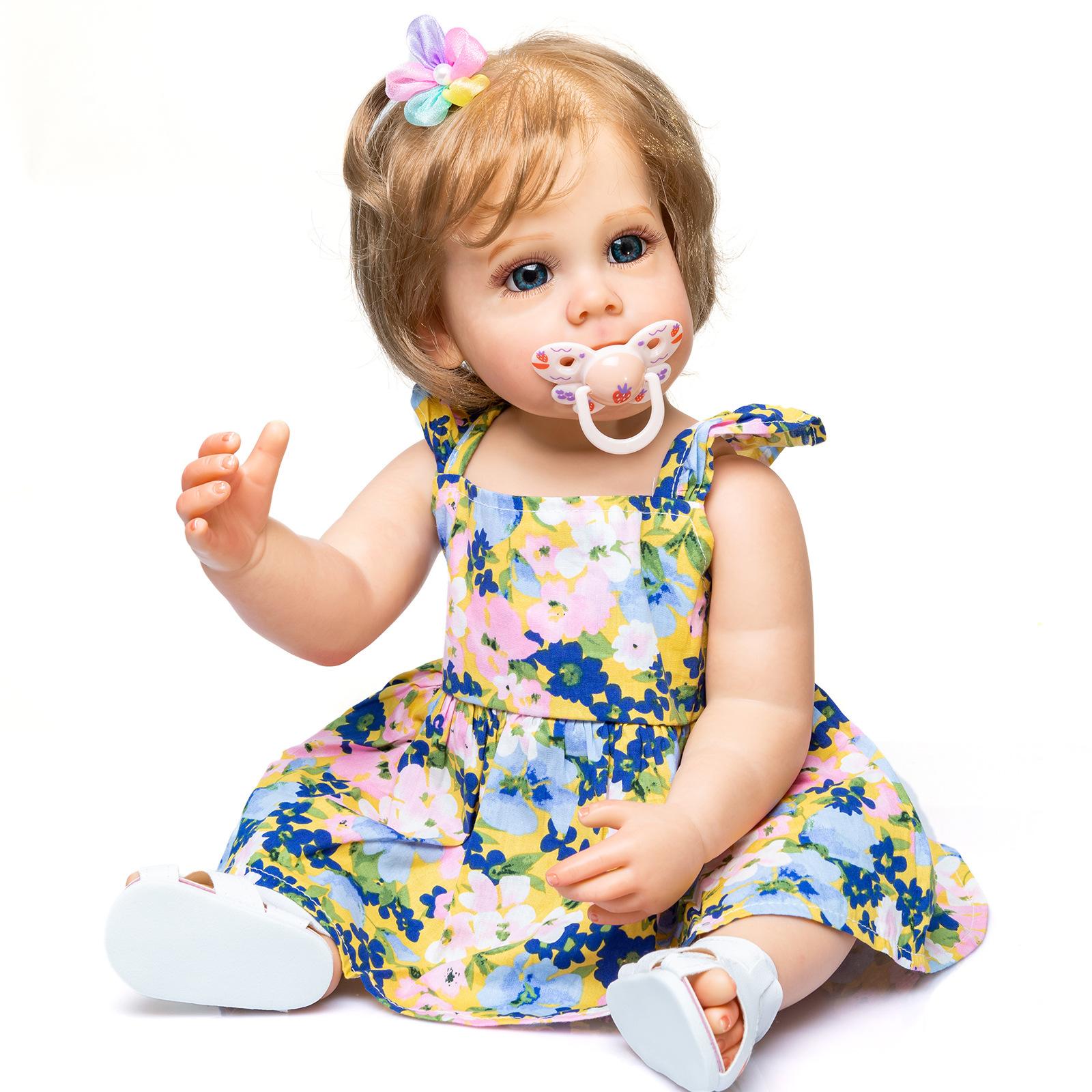 55 см NPK Reborn Baby Maggi кукла принцессы для маленьких девочек, реалистичная очень мягкая силиконовая кукла для всего тела, игрушка для ванной beige