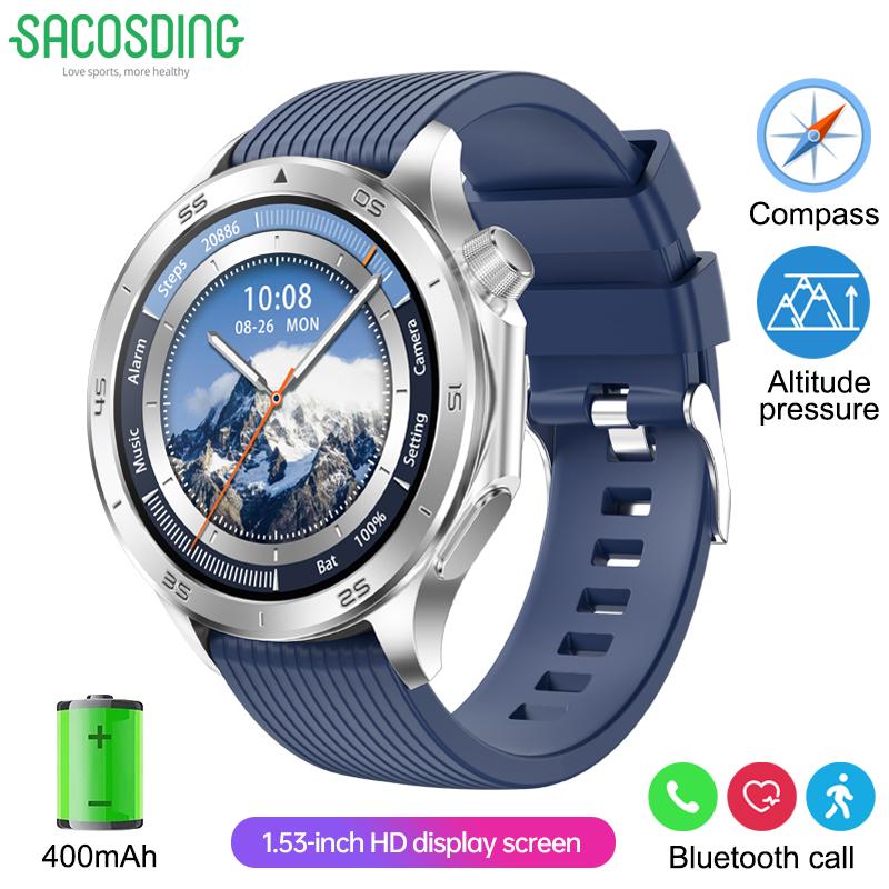 SACOSDING Компас GPS Трекинг Умные часы Мужские 360*360 AMOLED Экран Пульс Звонки по Bluetooth IP67 Водонепроницаемые 2025 Смарт-часы Мужские Женские gray SACOSDING Smart Watch