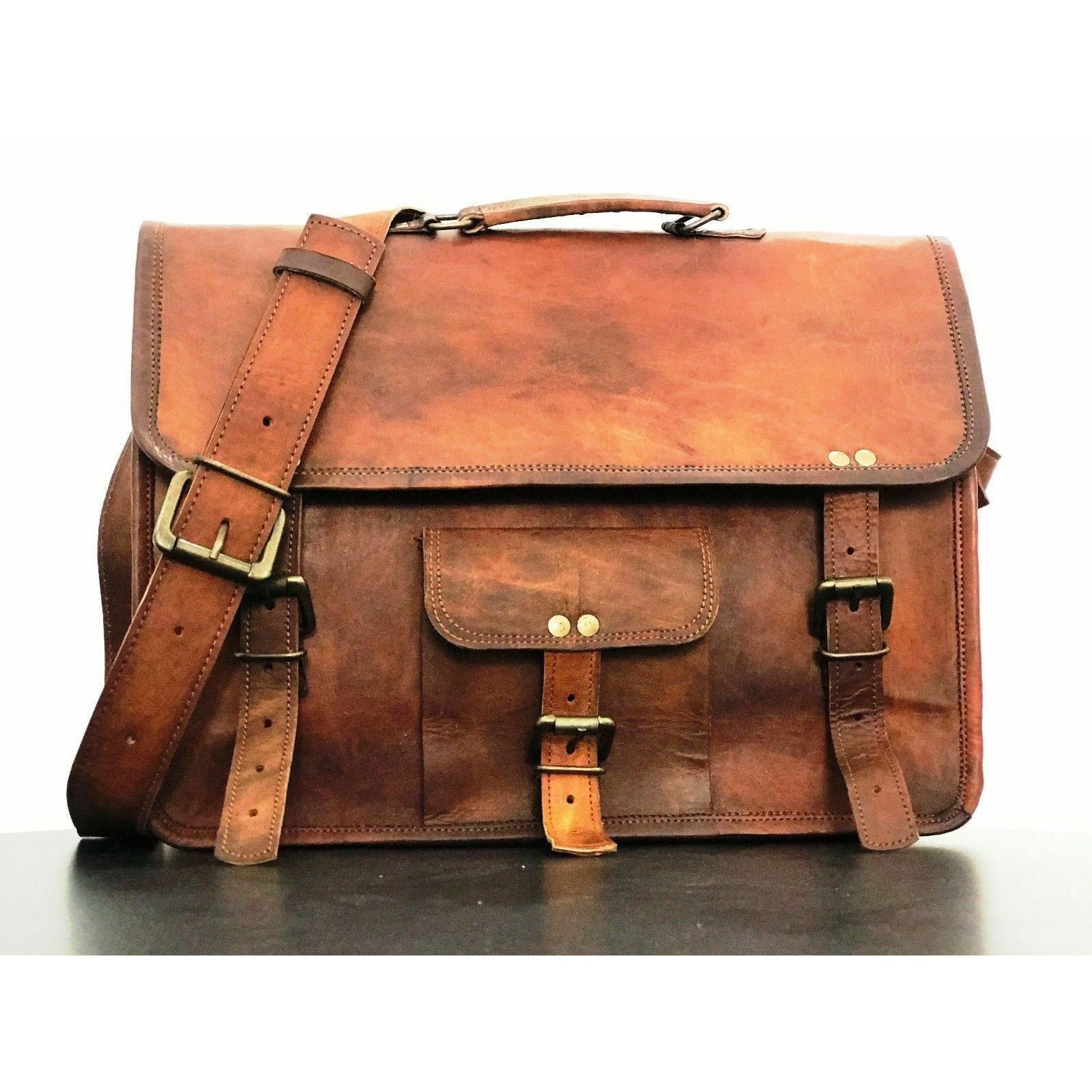 Кожаная сумка для мужчин New Goat Vintage Styel Brown Messenger Портфель для ноутбука через плечо 9 X 11 in коричневый NAVYA Genuine leather Bags