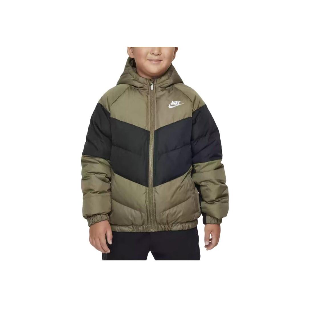 Nike Hooded Comfortable Color Block Warm Long Sleeve Jacket Kids jackets Green Black IB5837-222 S black