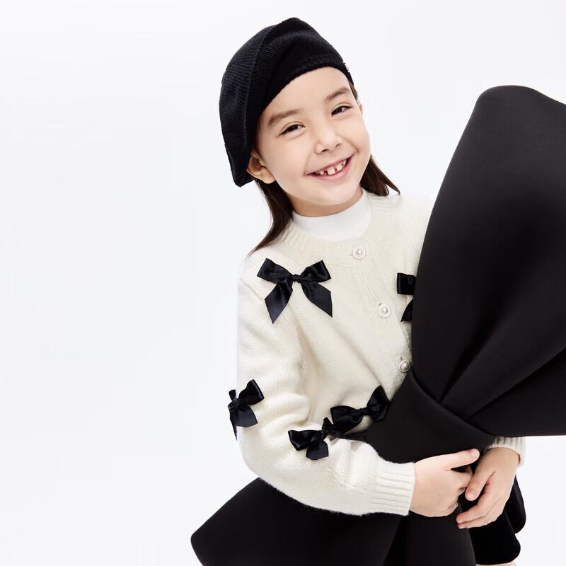 Little MO&Co. Женский кардиган-свитер с бантом из смесовой шерсти 110 бежевый JDST online
