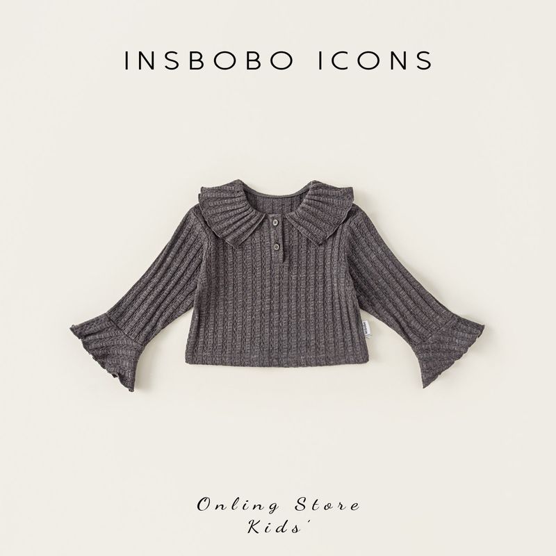 Insbobo Kidsren s Knitwear Girls  Knitwear 2026 Spring New Style Baby Girl s Beautiful Top Fashionable and Stylish Gray 80 black TAOMall