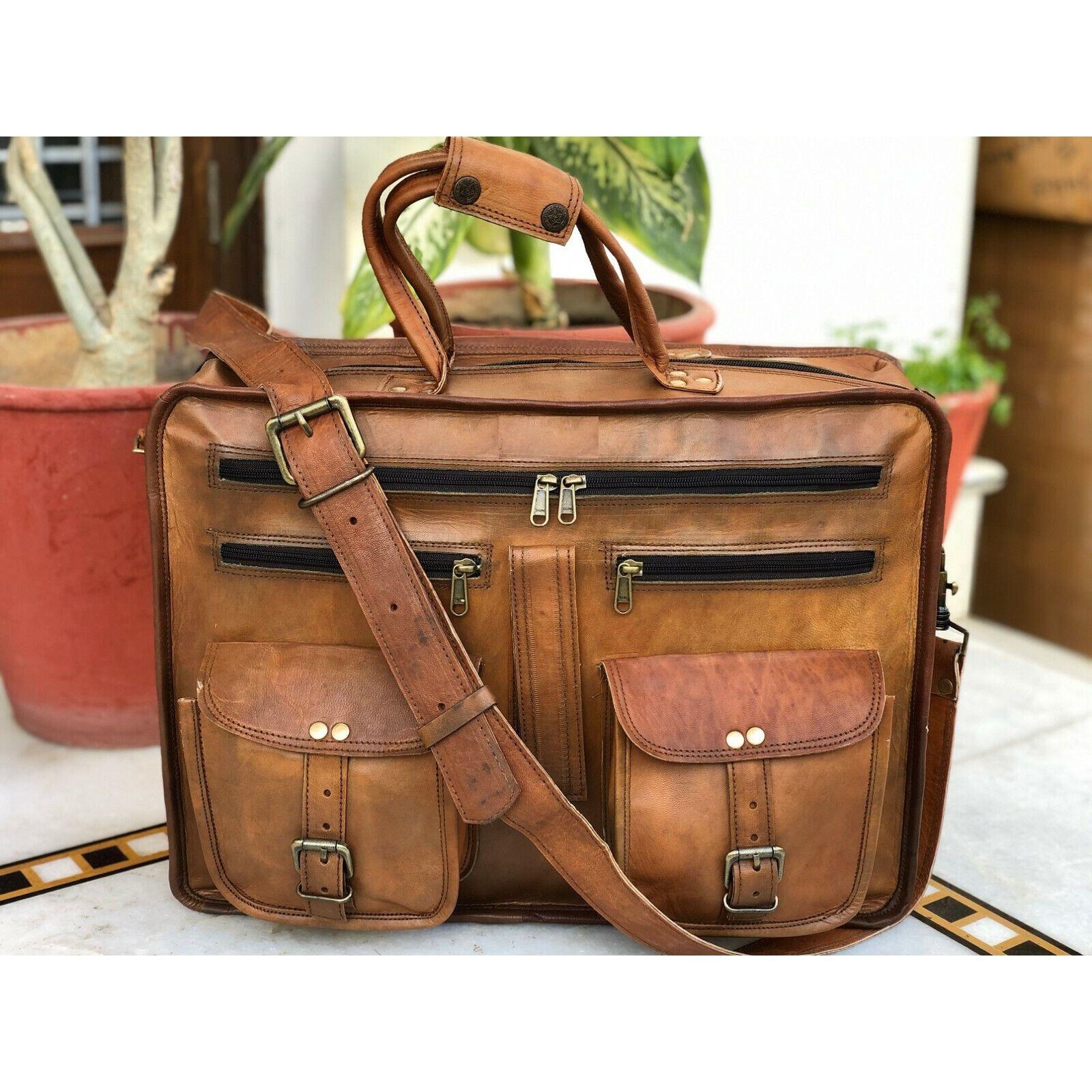 Большой мужской кожаный винтажный ноутбук 5 Pocket Messenger HandmadeBag Satchel 18 X 13 X 5 in коричневый NAVYA Genuine leather Bags