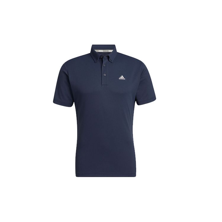Adidas Solid Color Logo Print Casual Short Sleeve Polo Shirt Men tops Dark-Blue H64608 L black