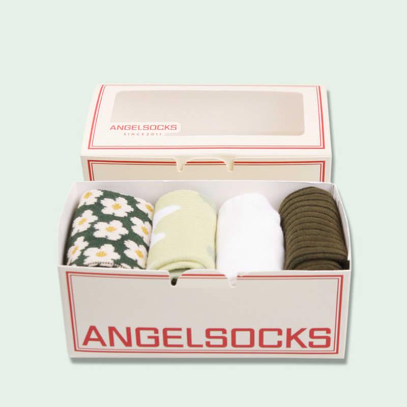 ANGEL SOCKS Set 2_Green Package Green Socks Sock Gift Set Daily Look Daily Fashion Fashion Socks ONLY ONE white Mayfashion