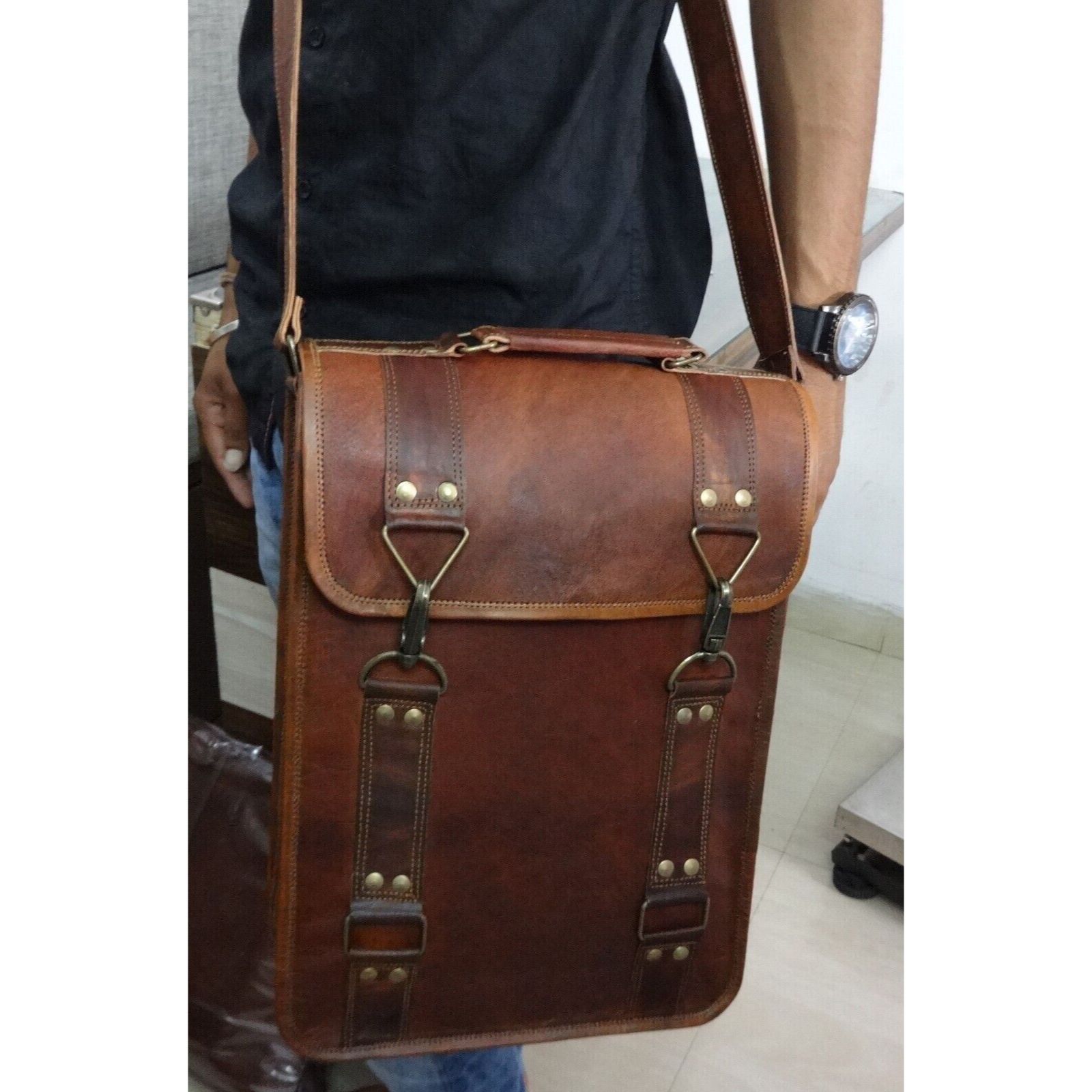 Кожаная мужская сумка через плечо Satchel S для ноутбука, школьный портфель JMB TM 15 x 11 x 4 in коричневый NAVYA Genuine leather Bags