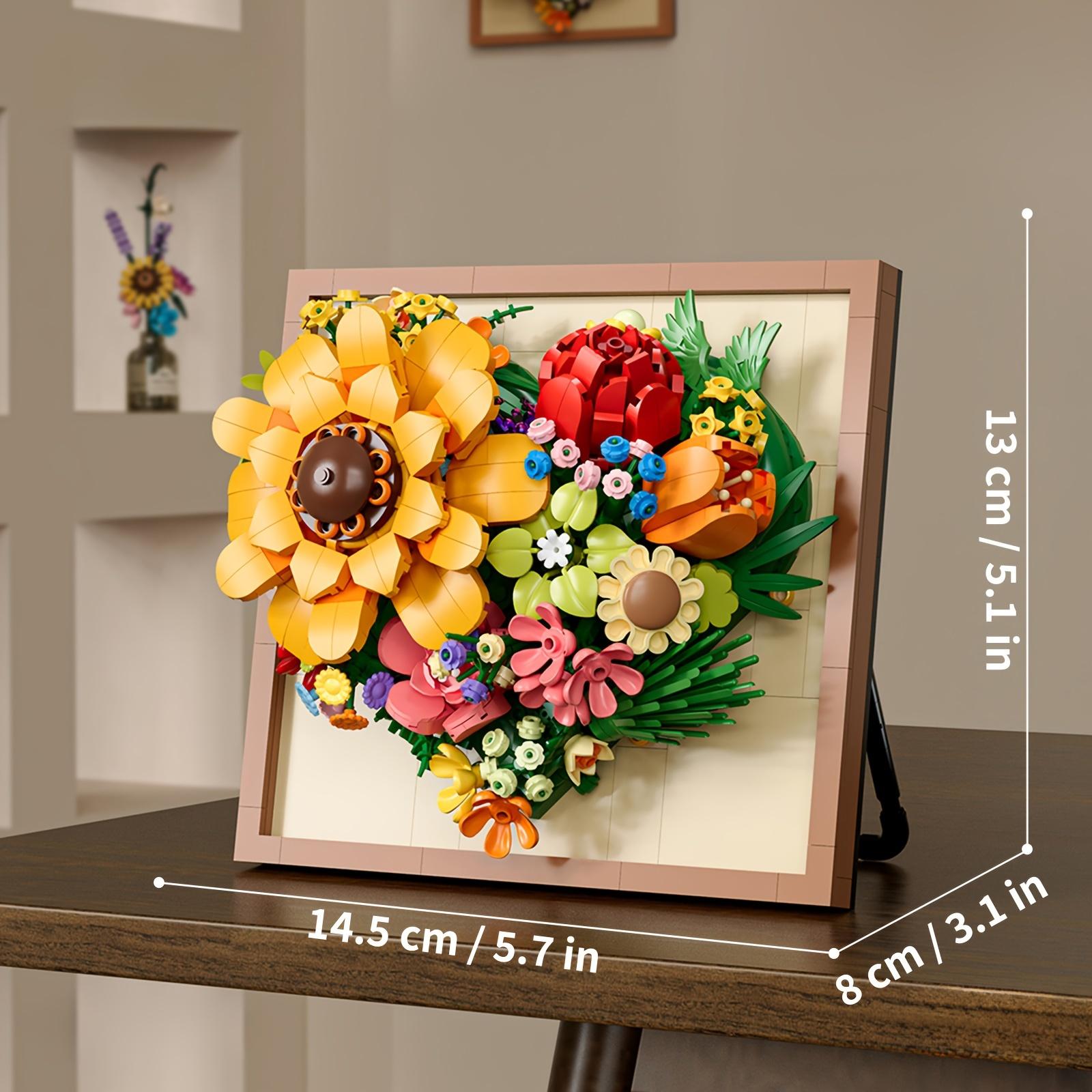 765 деталей Набор строительных блоков «Цветочный букет» Букет вечной жизни Головоломка для девочек Головоломка Строительные блоки Креативные рамки для настенного искусства yellow DSD1