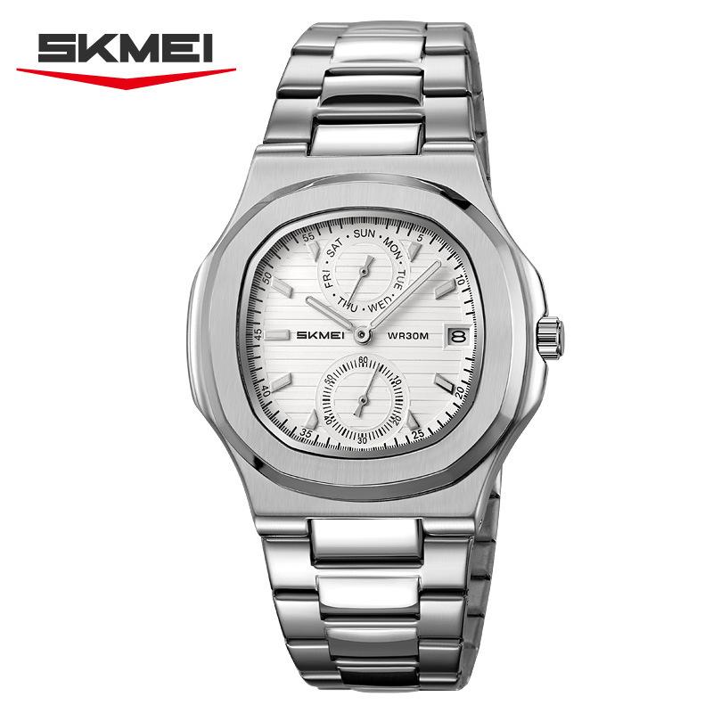 New Men s Watch Waterproof Multifunctional Quartz Watch Business Men s Watch gray Skmei
