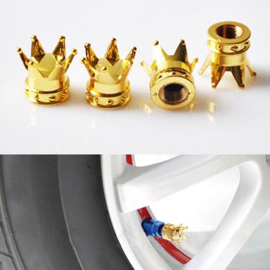 4Pcs Crown Car Tire Tyre Air Valve Stem Screw Caps Cover Wheel Rims Accessories beige 16239703772