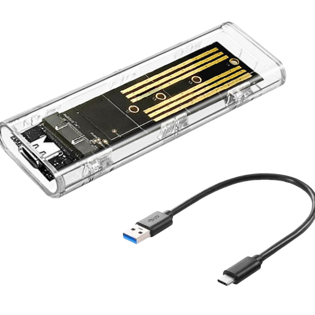 Бокс для жесткого диска M.2 NGFF SATA Type C USB 3.1 10 Гбит/с Прозрачный внешний корпус для SSD Корпус для жесткого диска для 2230/2242/2260/2280 black SmoothWalk Wear