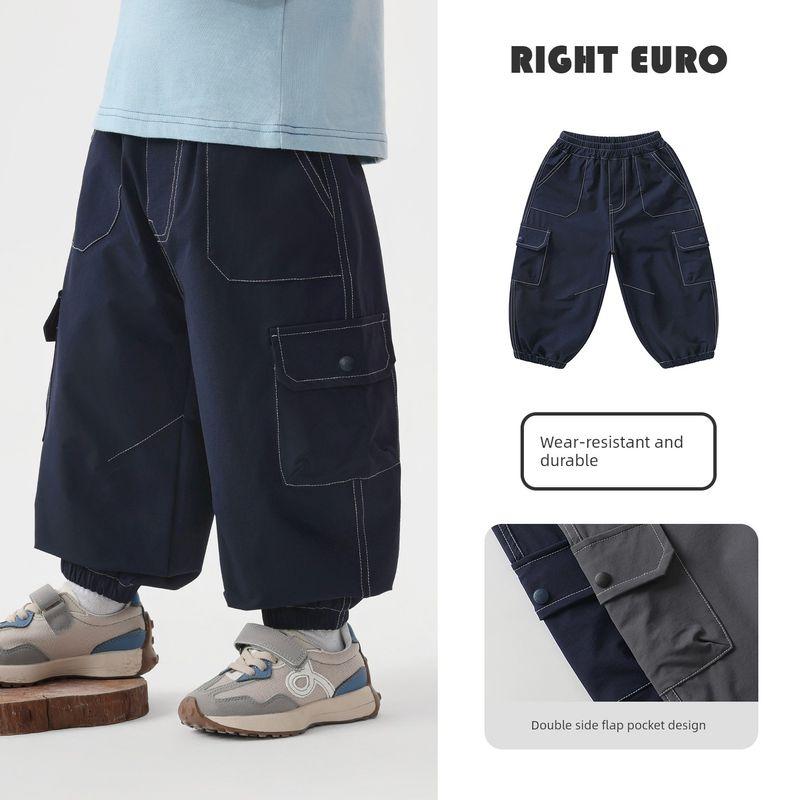 Right European Style Boys  Pants Children s Spring Cargo Pants Sports 2026 New Children s Clothing Baby Sports Outdoor Jogger Pants Tibetan youth 110 gray TAOMall