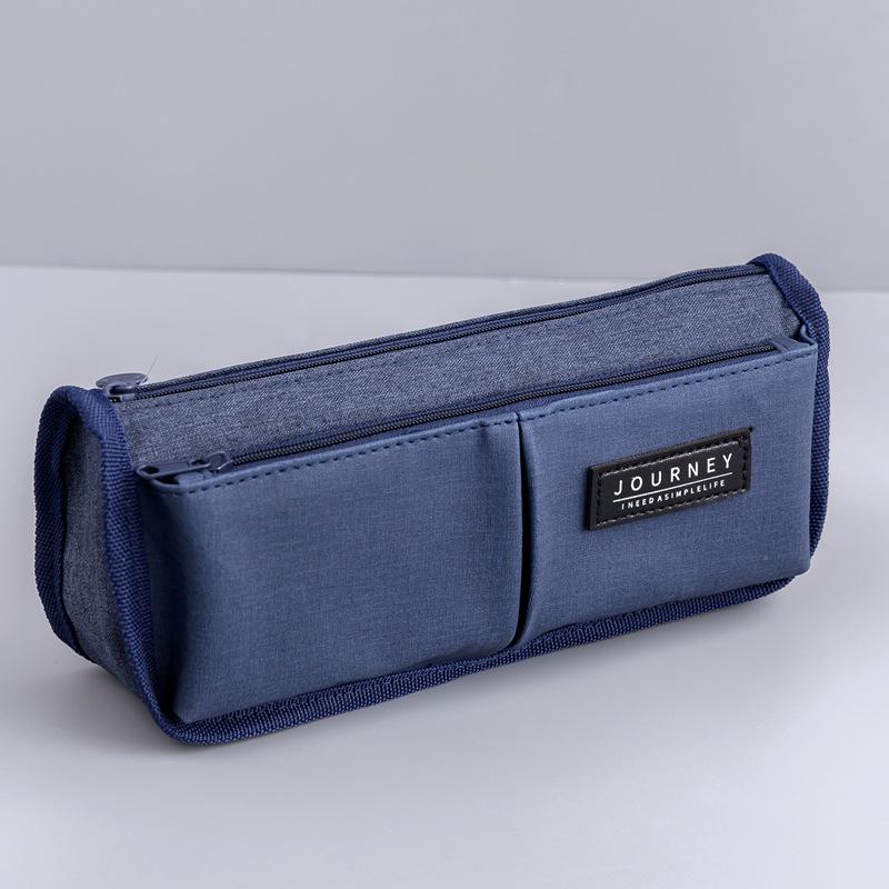 Сумка для ручек Удлиненная холщовая сумка для ручек Школьная сумка для ручек большой емкости Сумка для ручек для мальчиков Простая сумка для ручек Студенческая сумка для канцелярских принадлежностей Большая сумка для ручек синий TOP HOME-002