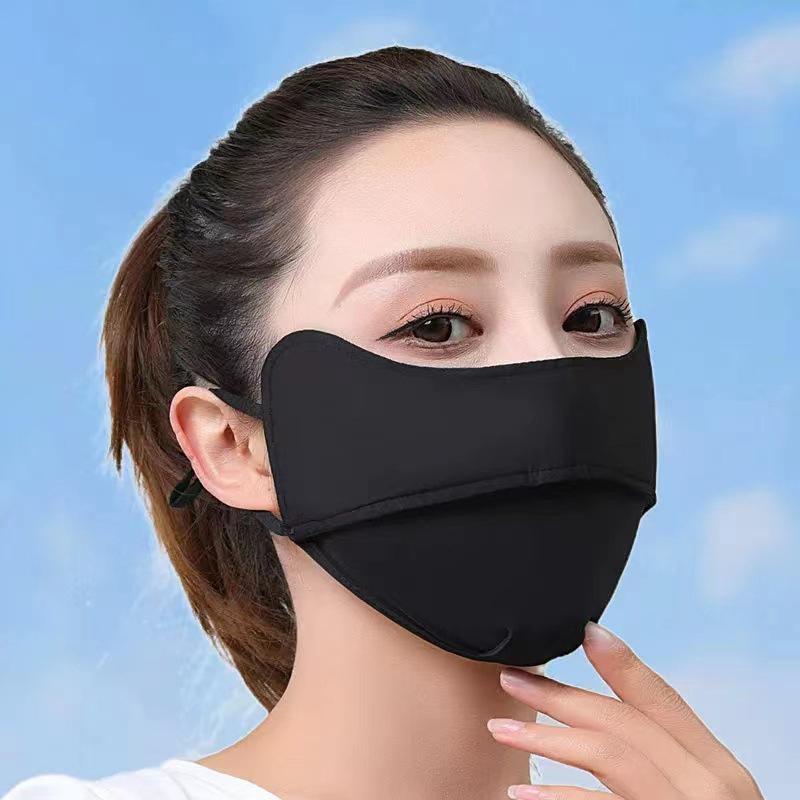 Женская и мужская маска Ice Silk Sunscreen Mask, летняя защита от ультрафиолета, велосипедная маска для лица, дышащая, моющаяся, шарф для занятий спортом на открытом воздухе, бандана чёрный Akiyo