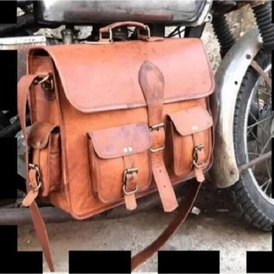 Мужской винтажный портфель-мессенджер из зернистой кожи, сумка через плечо для ноутбука 18 x 14 x 6 in brown NAVYA Genuine leather Bags