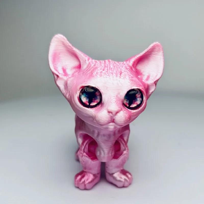 3D-печатная сиамская кошка, подвижная игрушка-непоседа, снятие стресса, декомпрессия, настольное украшение, детская фигурка, игрушка для взрослых, подарок для детей 12cm pink Phone Case CSWO02