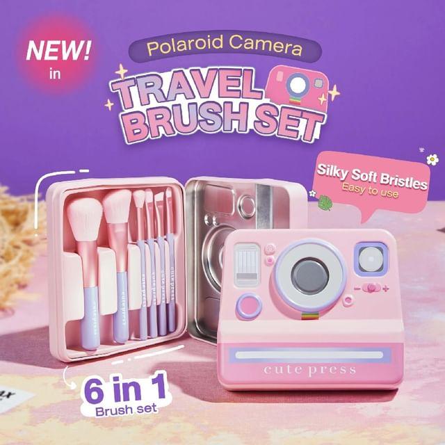 Cute Press - Набор дорожных кистей для макияжа Polaroid 1 set pink Beauty Luxe