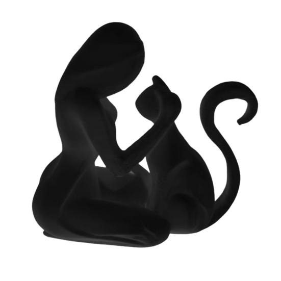 Абстрактная Женская Фигурка Кошки Напечатанная на 3D Принтере Статуэтка Женского Котенка Скульптура Украшение для Дома Офиса Настольное чёрный COCOON
